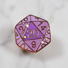 Load image into Gallery viewer, Amethyst D20 - Hard Enamel Pin
