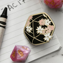 Load image into Gallery viewer, Cherry Blossom D20 Hard Enamel Pin (Black)