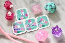 Load image into Gallery viewer, Cherry Blossom WASD - Shiny Vinyl Sticker (Mint Green)