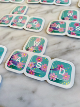 Load image into Gallery viewer, Cherry Blossom WASD - Shiny Vinyl Sticker (Mint Green)