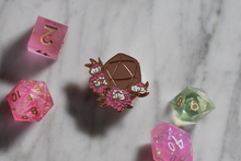 Load image into Gallery viewer, Peony D20 - Hard Enamel and Copper Pin