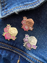 Load image into Gallery viewer, Peony D20 - Hard Enamel and Nickel Pin