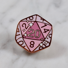 Load image into Gallery viewer, Rose Quartz D20 - Hard Enamel Pin