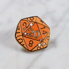Load image into Gallery viewer, Amber D20 Enamel Pin
