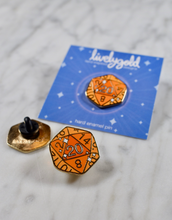 Load image into Gallery viewer, Amber D20 Enamel Pin
