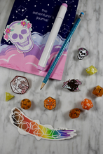 Load image into Gallery viewer, Amber D20 Enamel Pin
