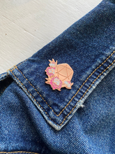 Load image into Gallery viewer, Peony D20 - Hard Enamel and Copper Pin
