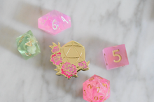 Load image into Gallery viewer, Peony D20 - Hard Enamel and Gold Pin
