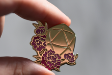 Load image into Gallery viewer, Peony D20 - Hard Enamel and Gold Pin

