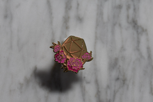 Load image into Gallery viewer, Peony D20 - Hard Enamel and Gold Pin
