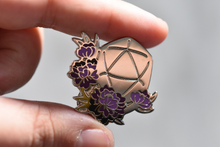 Load image into Gallery viewer, Peony D20 - Hard Enamel and Nickel Pin
