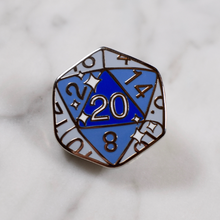 Load image into Gallery viewer, Sapphire D20 - Hard Enamel Pin
